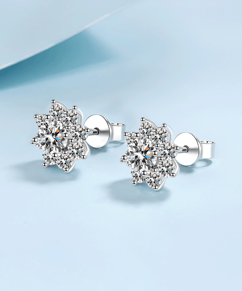 Moissanit Schneeflocken Ohrringe