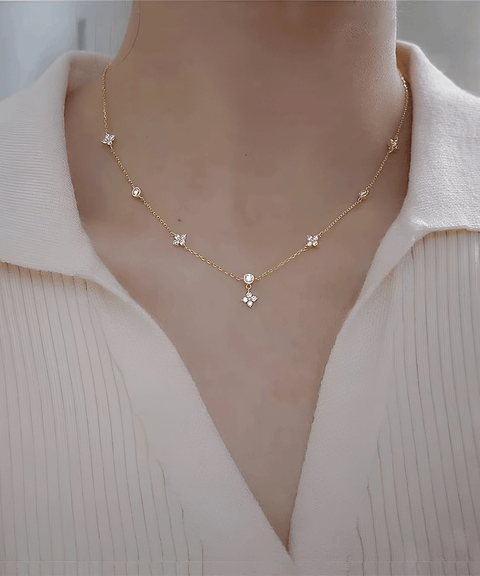 Clover Moissanit Halskette - Gold