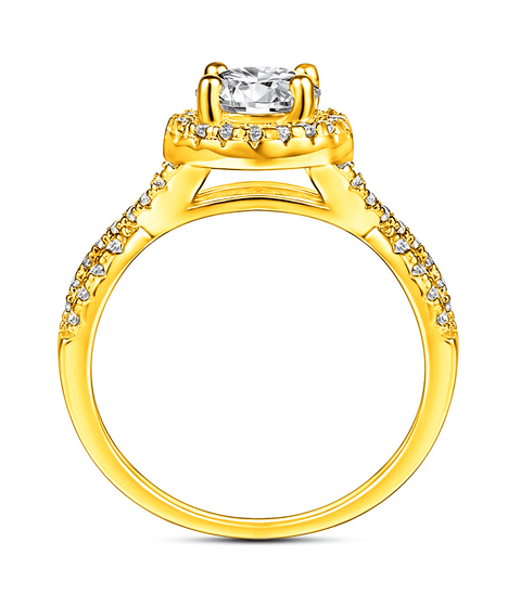 Moissanit Ring Charm - Gold