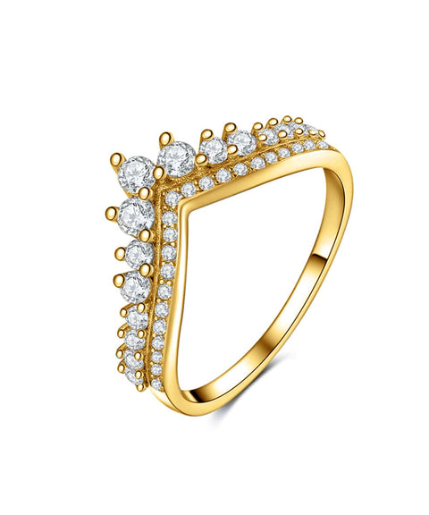 Moissanit Ring Mira (Kronenring)- Gold
