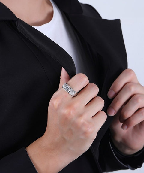 Moissanit Männer Ring Nordlicht - Gold